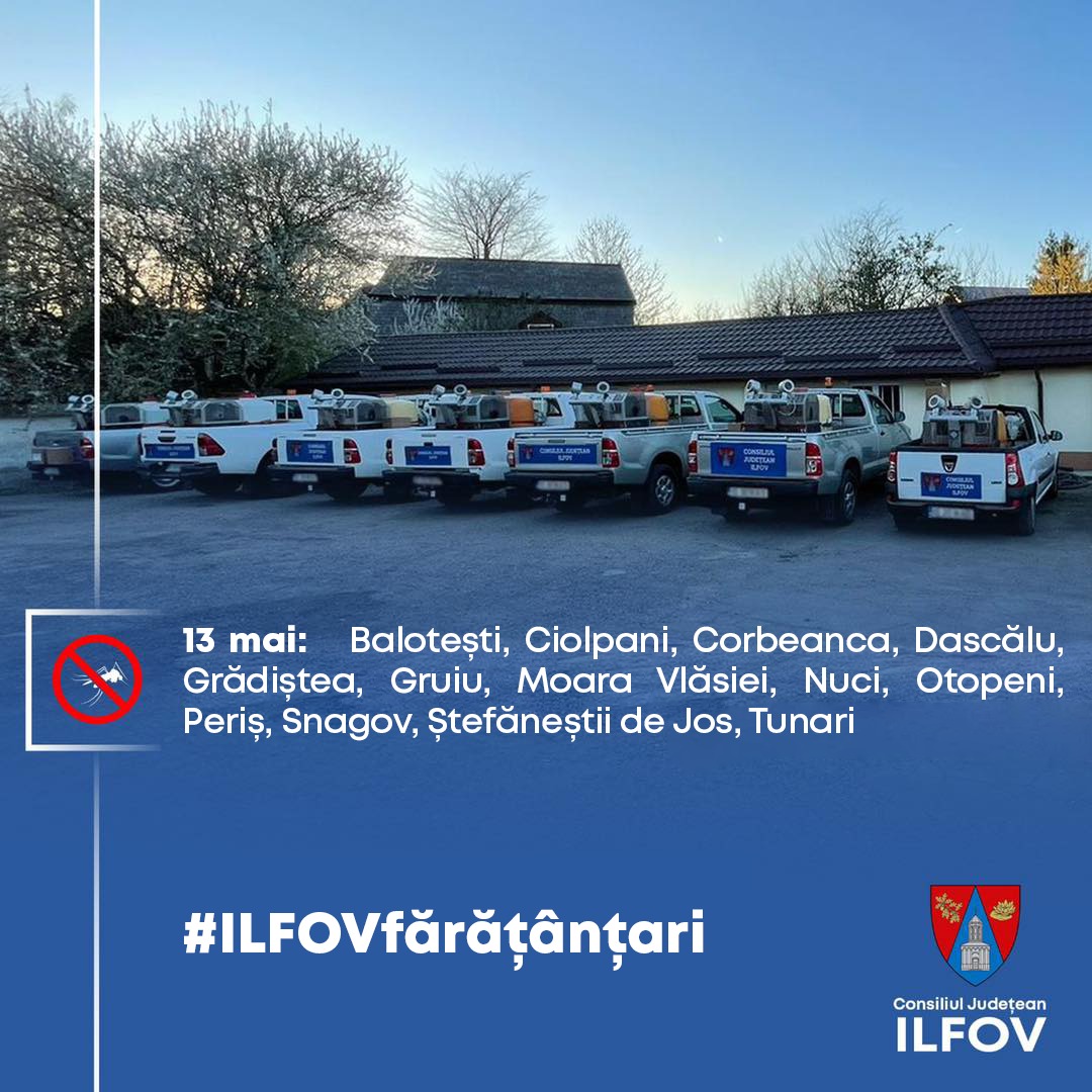 CJ ILFOV continuă să împrăștie STING împotriva țânțarilor în 13 LOCALITĂȚI