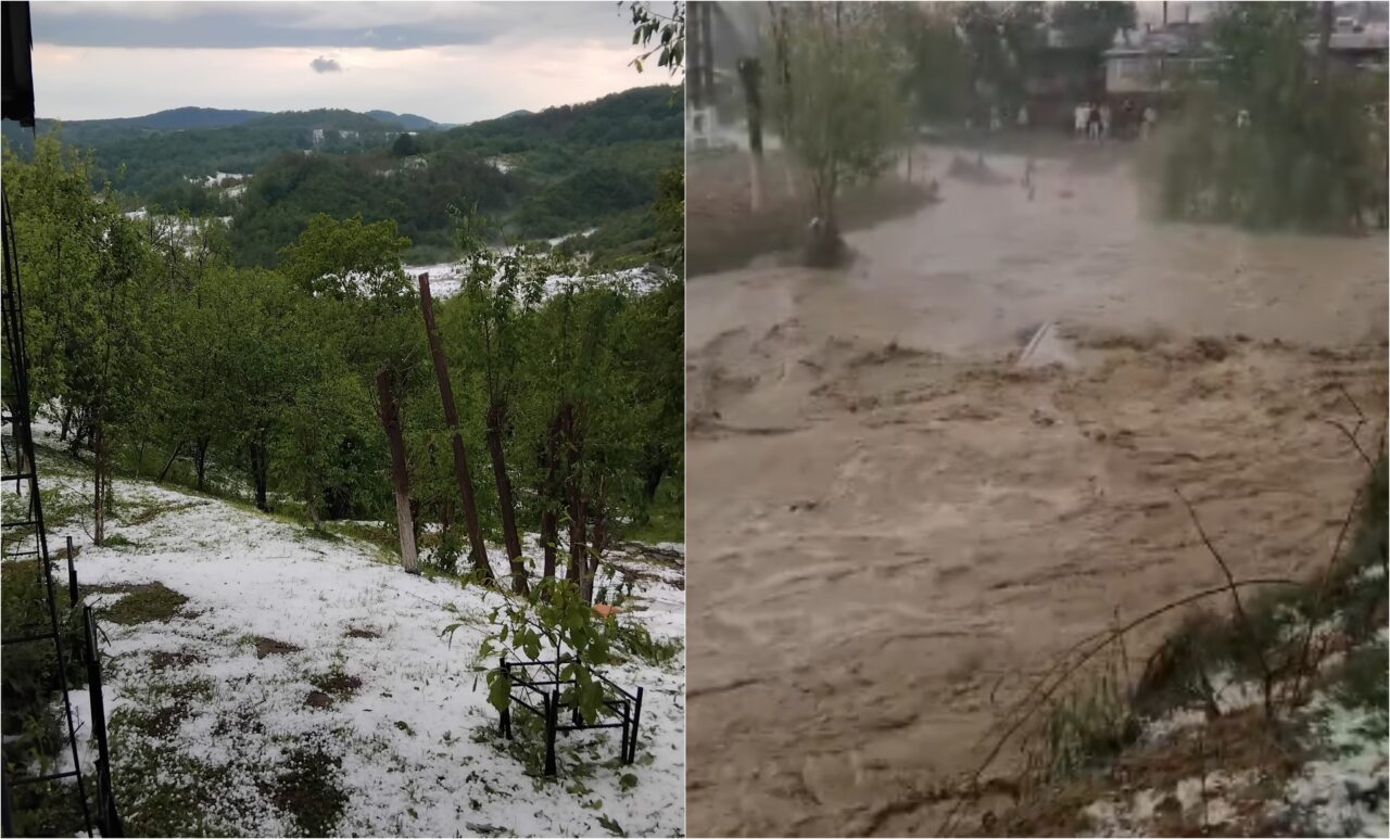 VIDEO | Ploile torențiale și GRINDINA au făcut ravagii în prima zi de Paște. Imagini cumplite!