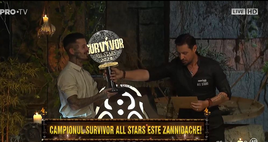Finala Survivor All Stars 2024 | Zannidache a CÂȘTIGAT trofeul și premiul de 100.000 de euro, după ce l-a învins pe Iancu Sterp