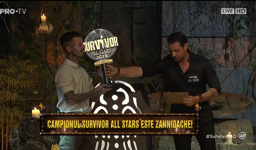 Finala Survivor All Stars 2024 | Zannidache a CÂȘTIGAT trofeul și premiul de 100.000 de euro, după ce l-a învins pe Iancu Sterp la voturi!