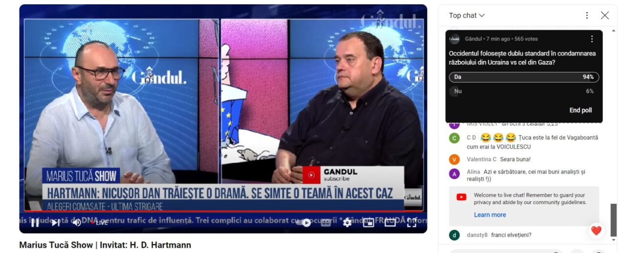 POLL Marius Tucă Show: Telespectatorii emisiunii au fost întrebați dacă NATO folosește dublu standard în condamnarea războaielor din Gaza și Ucraina