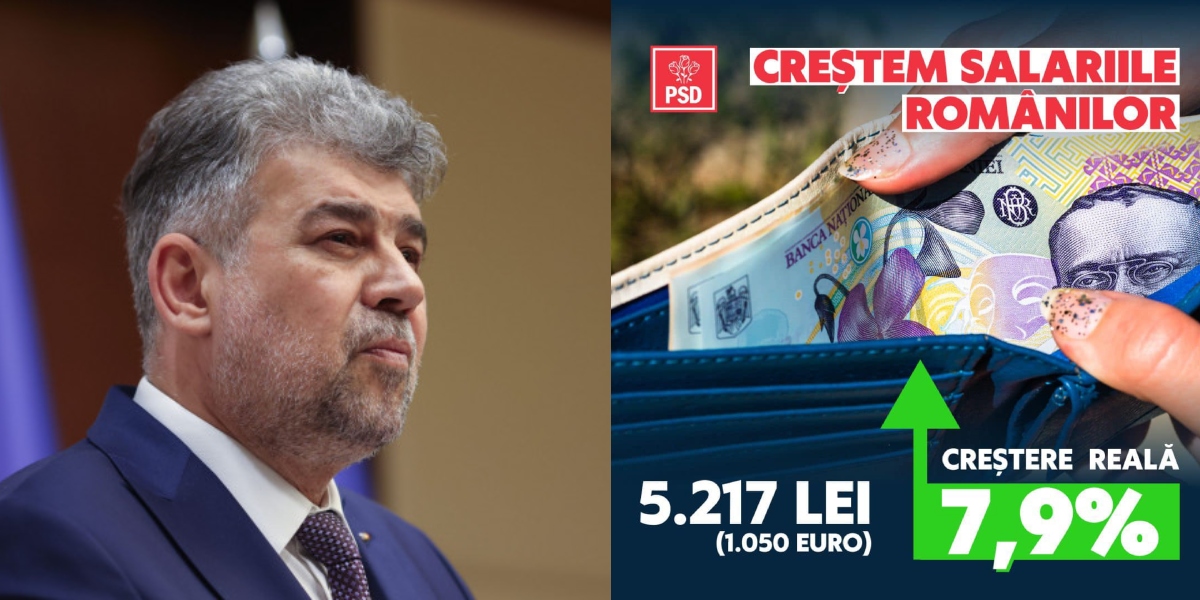 Marcel Ciolacu: „Am reușit să atingem unul dintre principalele OBIECTIVE ale guvernării: salariul mediu net de peste 1.000 de euro”