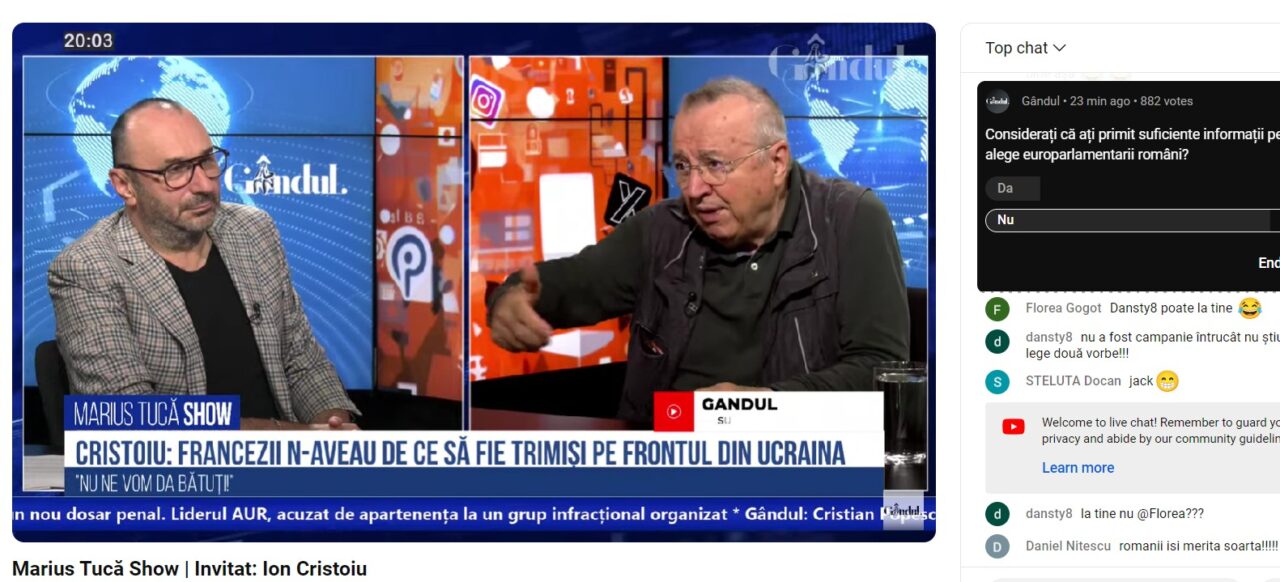 POLL Marius Tucă Show: Considerați că ați primit suficiente informații pentru a alege europarlamentarii români?