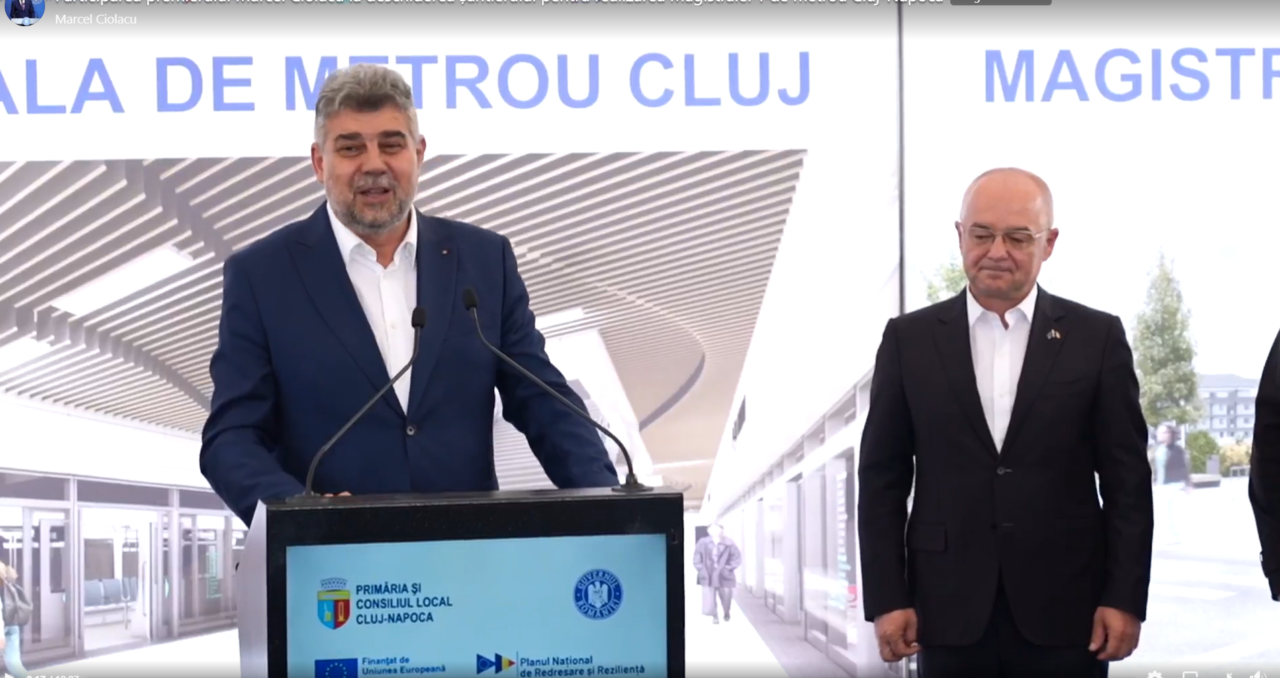 Marcel CIOLACU, prezent la deschiderea șantierului de metrou din CLUJ: Am înțeles de la domnul Boc că partea grea a făcut-o domnul Ciucă….