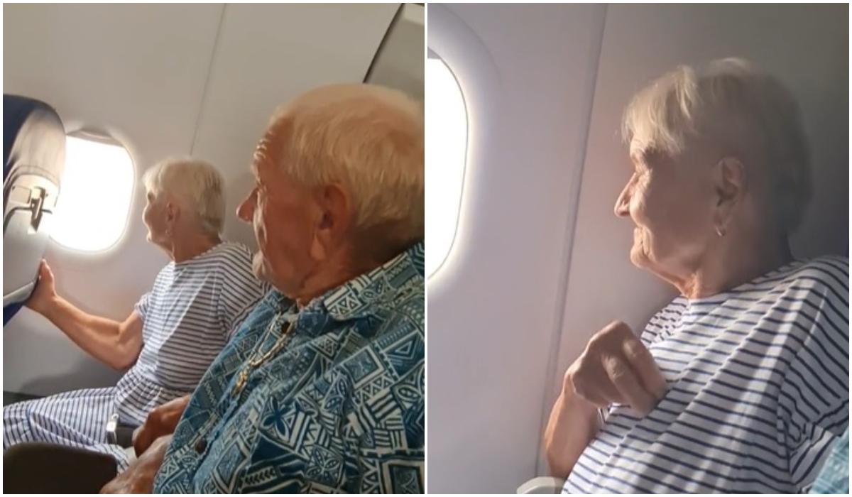 VIRAL! Reacţia a doi bunici când zboară prima dată cu avionul