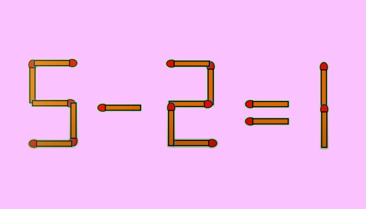 Test de inteligență | Mutați un singur chibrit, pentru a corecta 5 – 2 = 1