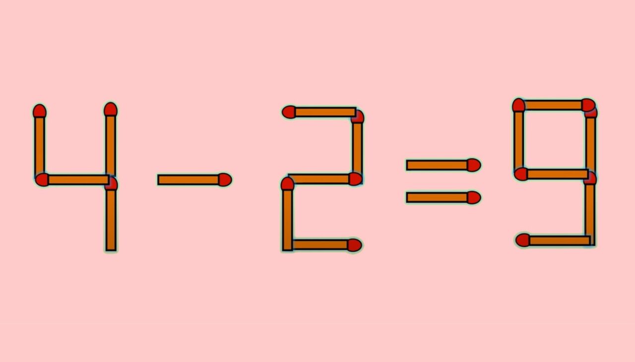 Test IQ exclusiv pentru genii | Mutați un singur chibrit și corectați 4-2=9