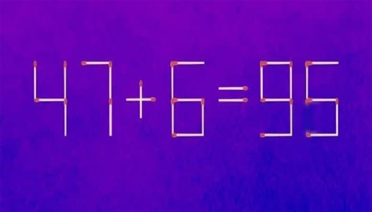 Test IQ cu chibrituri | Mutați un singur băț, pentru a corecta 47 + 6 = 95