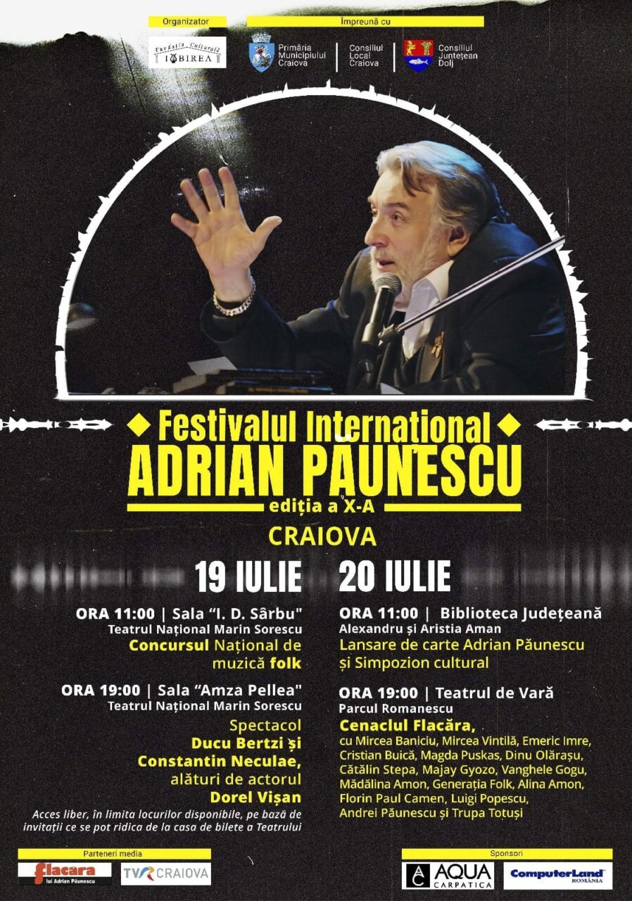 Ediția a X-a a Festivalului Internațional Adrian Păunescu începe pe 19 iulie. Ce evenimente anunță organizatorii