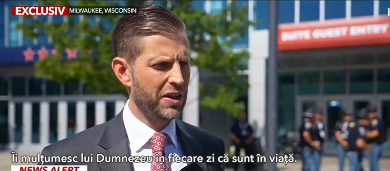 Fiul lui Donald Trump, Eric Trump, declarații despre tentativa de ASASINAT: „Am văzut cum capul tatălui meu aproape a fost spulberat”