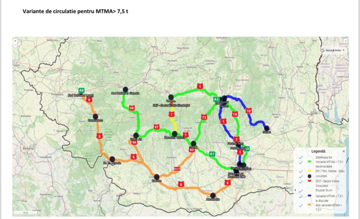 CNAIR a anunțat care vor fi rutele ocolitoare după ce se închide traficul pe Valea Oltului