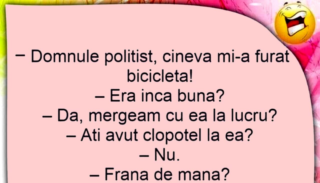 Bancul de sâmbătă | „Domnule polițist, cineva mi-a furat bicicleta”