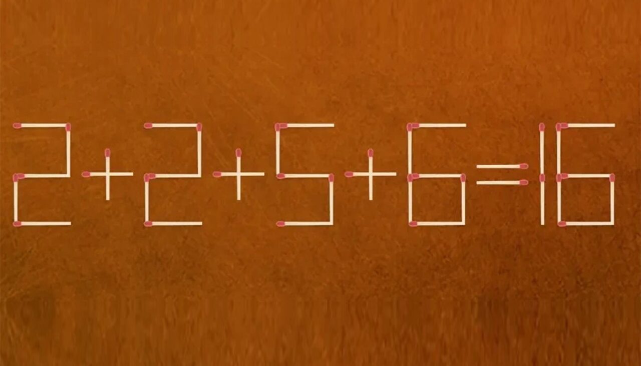 Test IQ exclusiv pentru genii | Corectați 2+2+5+6=16, mutând un singur băț de chibrit