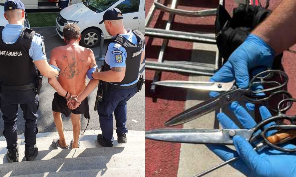 Bărbatul care AMENINȚA trecătorii cu un obiect ascuțit, în zona Ambasadei Franţei din Capitală, a fost încătușat. Ce au găsit jandarmii asupra sa