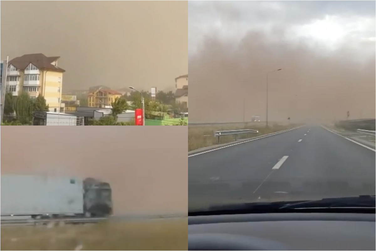 Fenomen bizar în Oradea. Motivul pentru care au apărut nori de praf roșu pe cer