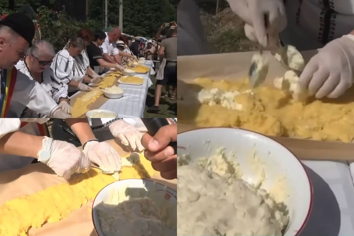 Preparatul tradițional demn de Cartea Recordurilor! Localnicii au pregătit cel mai mare bulz de la mărginimea Sibiului