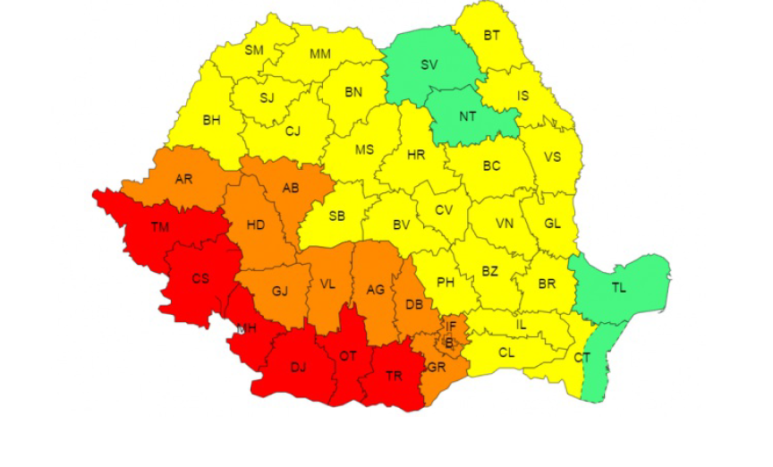 COD roșu de CANICULĂ și avertisment de fenomene extreme. Căldură sufocantă, urmată de furtuni și vijelii