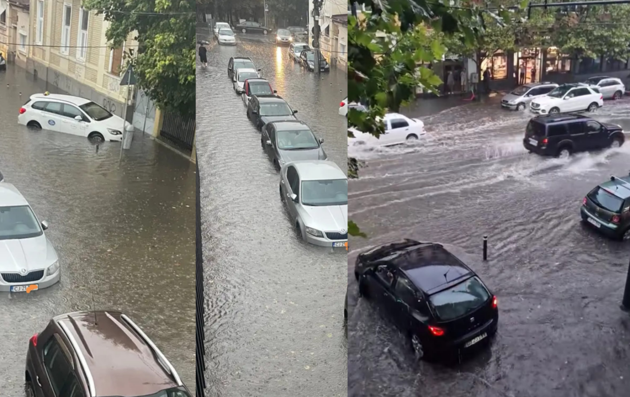 Avertizare de FURTUNI puternice în mai multe județe din nordul țării. Cluj-Napoca a fost inundat, iar județul Bistrița-Năsăud a fost lovit de grindină