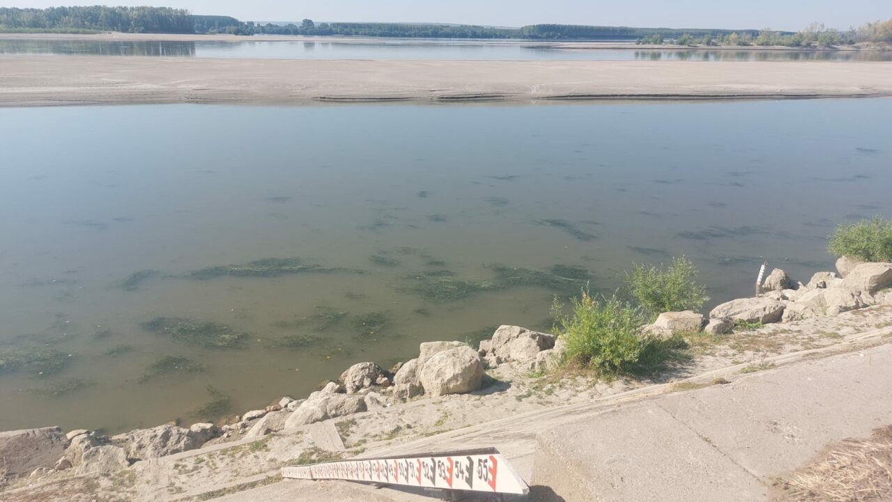 DUNĂREA, tot mai scăzută la Corabia, în Olt. Dunele de nisip, pericol navigație