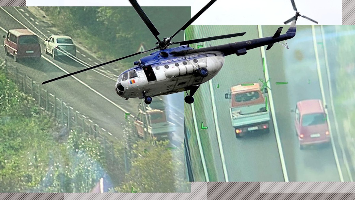 Cum au rămas doi români fără permise de conducere după ce au fost filmați din…elicopter
