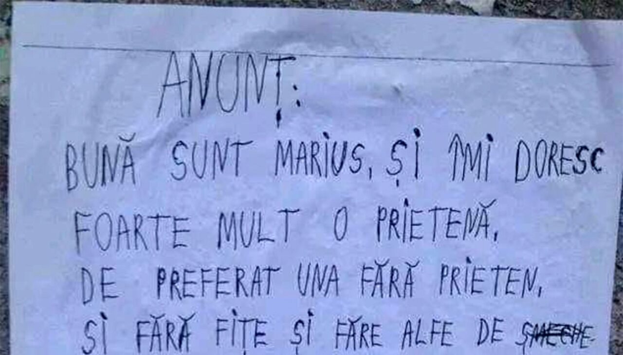 Bancul de marți | „Bună, sunt Marius și îmi doresc foarte mult o prietenă”