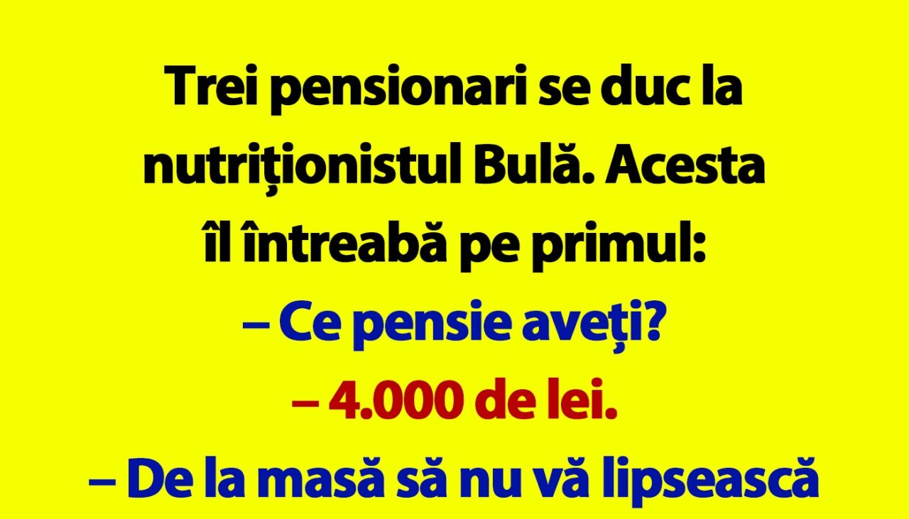 BANC | Nutriționistul Bulă și cei 3 pensionari