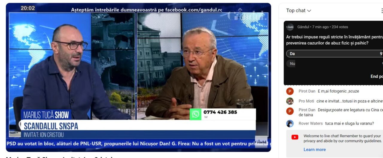 POLL Marius Tucă Show: Telespectatorii emisiunii au fost întrebați dacă ar trebui impuse reguli mai stricte în învățământ
