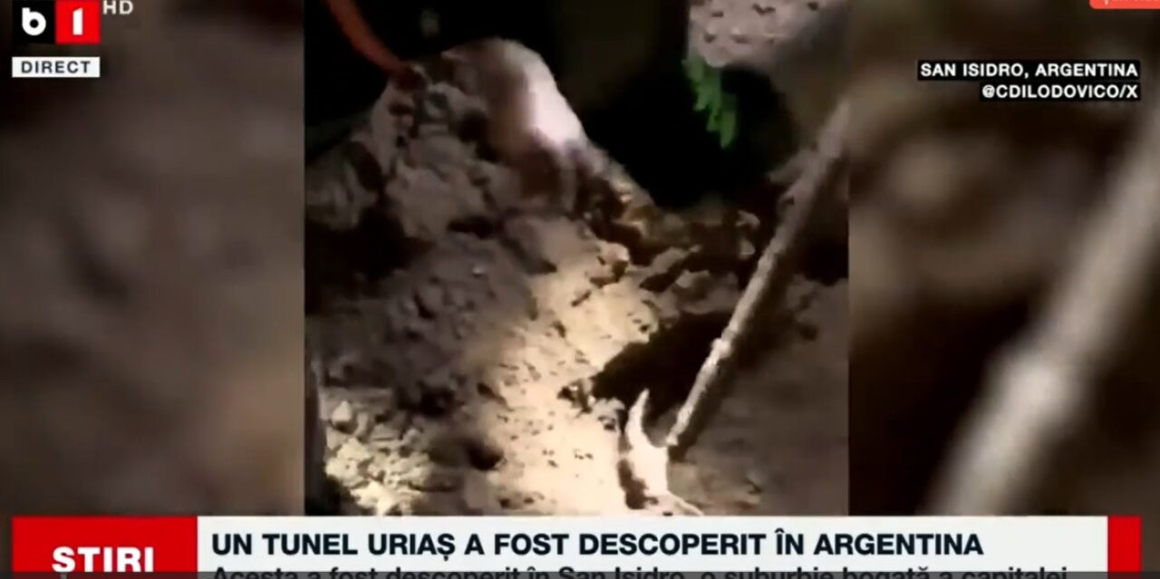 Un argentinian a descoperit un tunel sofisticat cu o lungime de aproximativ 220 metri, săpat în direcția unei bănci