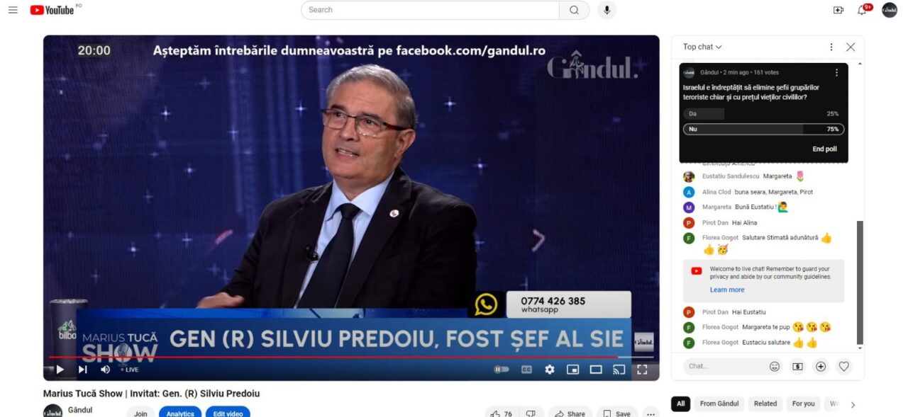 Poll Marius Tucă Show. Israelul e îndreptățit să elimine șefii grupărilor teroriste chiar și cu prețul vieților civililor? 