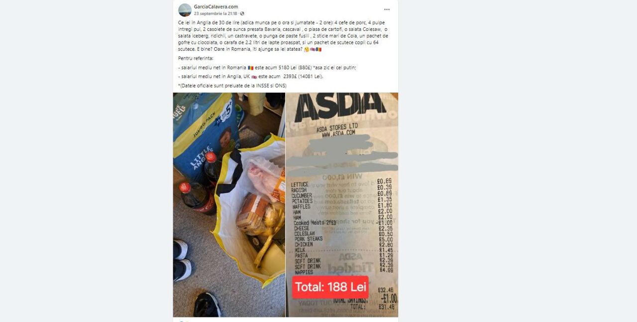Ce poți cumpăra în ANGLIA de 30 de lire, cât primești pentru 2 ore de muncă. „Oare în România îți ajunge să iei atâtea?”