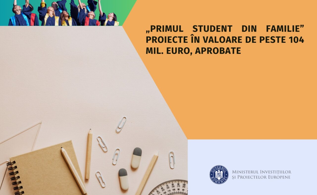 „Primul STUDENT din familie” / MIPE aprobă 68 de proiecte pentru sprijinirea accesului la educație al tinerilor din medii defavorizate