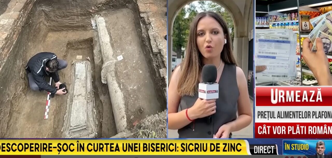 Un sicriu de zinc a fost descoperit în curtea Bisericii Mavrogheni din Capitală