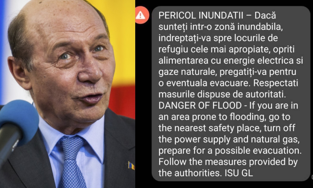 DSU CONTRAZICE afirmațiile lui Traian Băsescu, conform cărora mesajul RO-ALERT nu ar fi fost utilizat în cazul inundațiilor din Galați