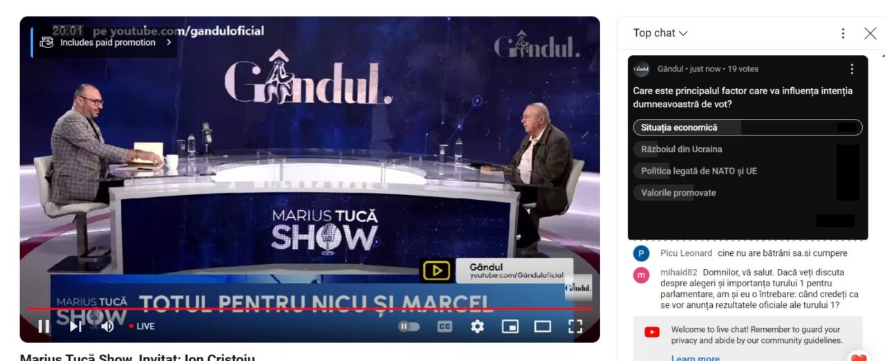POLL Marius Tucă Show: „Care este principalul factor care va influența intenția dumneavoastră de vot?”