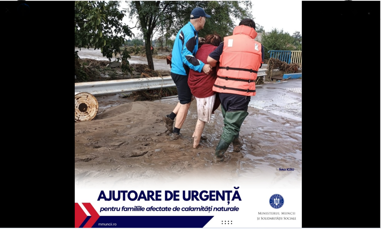 Ministrul Simona Bucura OPRESCU anunță aprobarea de ajutoare în valoare de 100 de milioane de lei pentru 6500 de familii afectate de INUNDAȚII