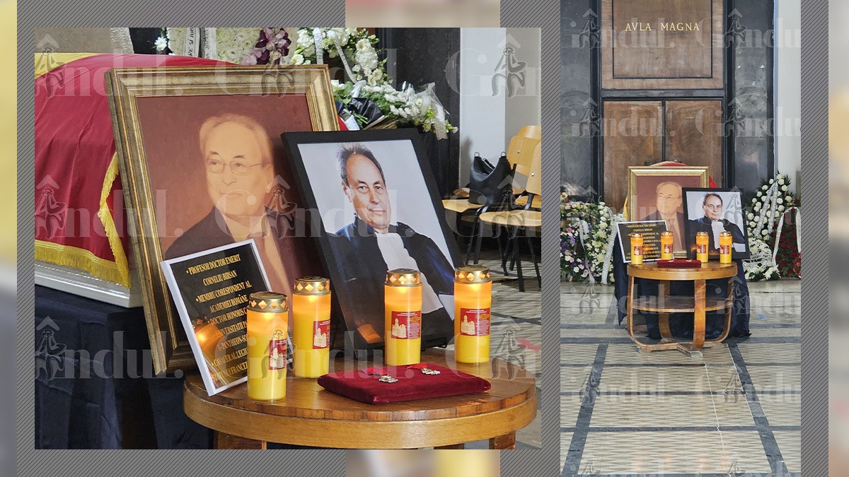 Sicriul cu trupul neînsuflețit al PROFESORULUI Corneliu Bîrsan a fost depus în holul de onoare al Facultății de Drept a Universității din București