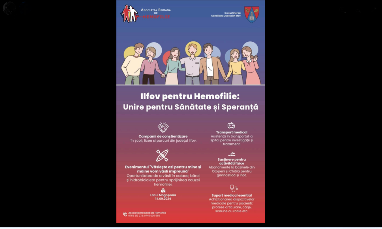 (P)”Vâslește astăzi pentru mine, ca mâine să vâslim împreună”, eveniment de susținere a persoanelor bolnave de HEMOFILIE