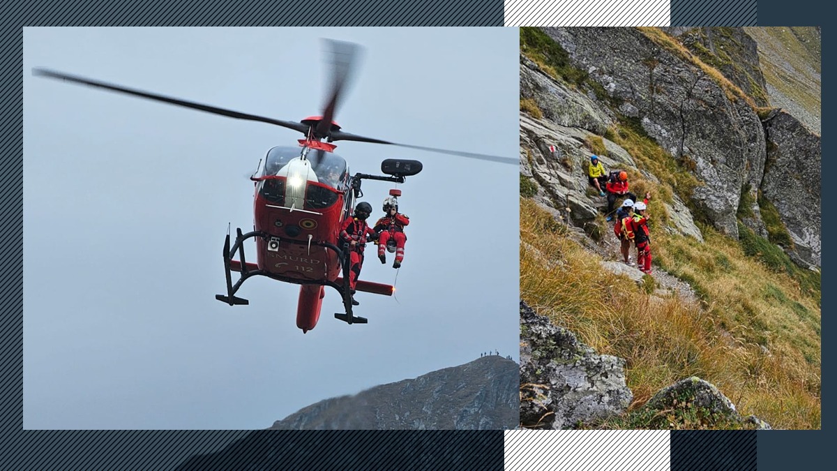 Misiune spectaculoasă. O alpinistă solitară a fost salvată de la „TREI PAȘI DE MOARTE”, Masivul Făgăraș