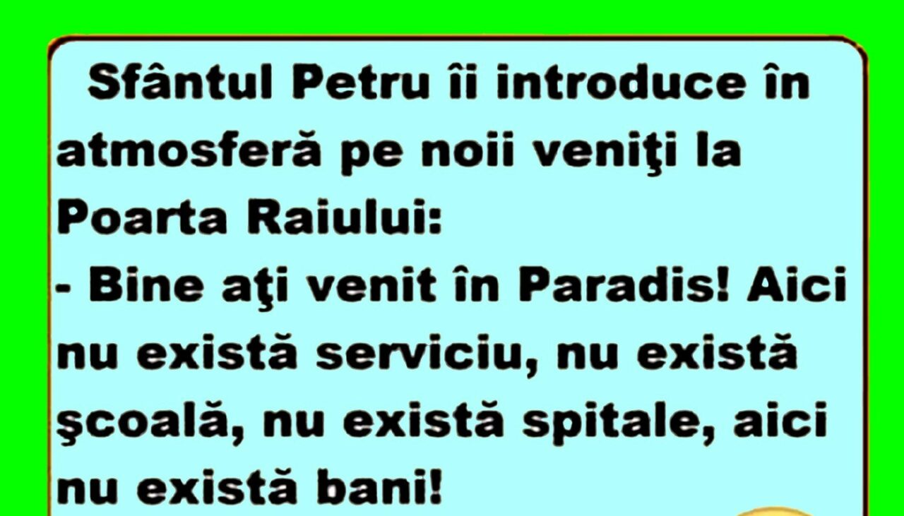 Bancul de miercuri | „Bine ați venit în Paradis!”