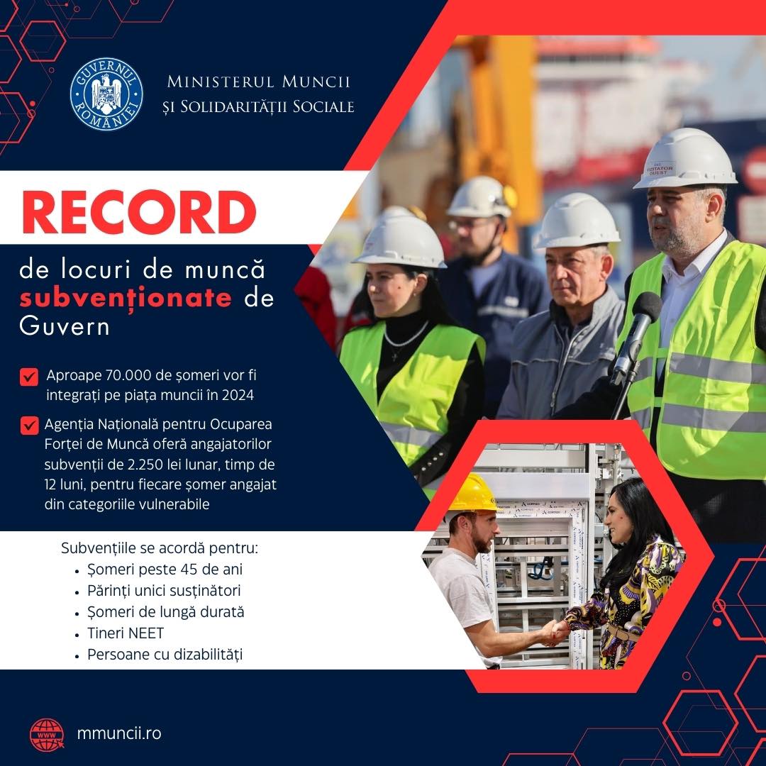 Guvernul subvenţionează 70.000 de joburi / Ministerul Muncii: Peste 40.000 de CONVENȚII, încheiate cu angajatorii