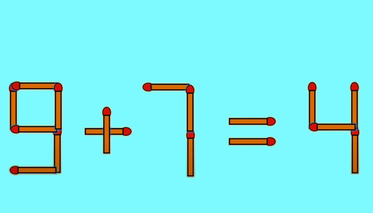 Test de inteligență pentru genii | Corectați 9 + 7 = 4, mutând un singur băț de chibrit 