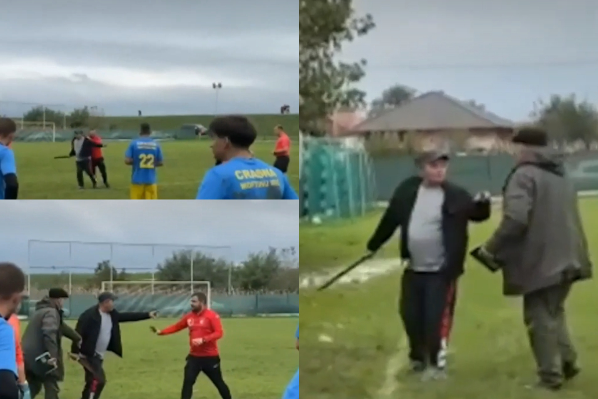 Scene incredibile în Satu Mare! Un arbitru a fost fugărit cu maceta pe teren, după un penalty dictat într-un meci din Liga a 4-a