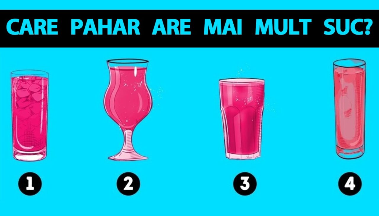 Test IQ exclusiv pentru genii | Care dintre aceste 4 pahare are mai mult suc?