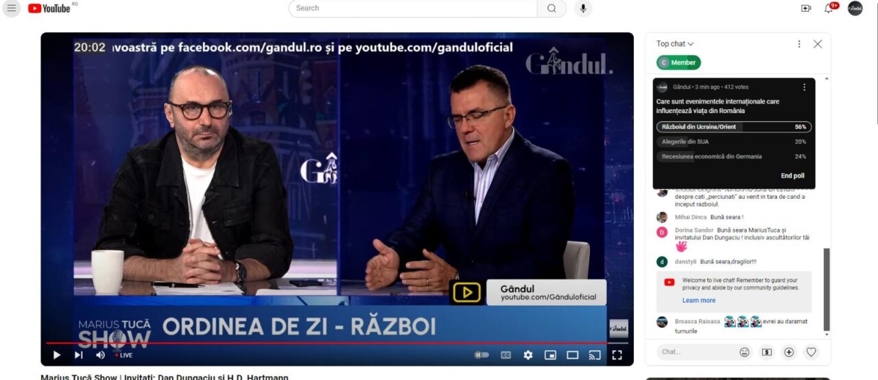 Poll Marius Tucă Show: . Întrebarea ediției a fost: „Care sunt evenimentele internaționale care influențează viața din România?”