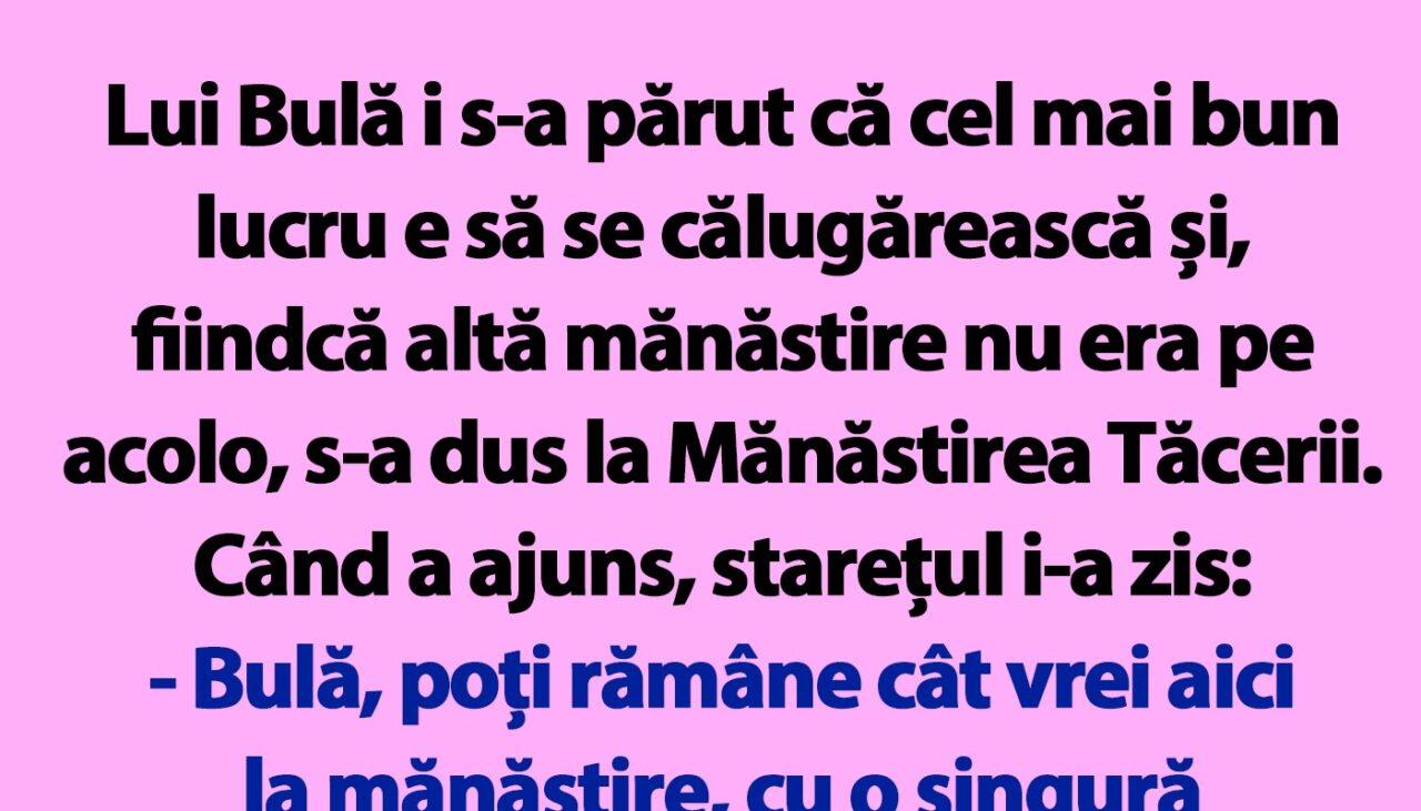 BANC | Bulă se călugărește la Mănăstirea Tăcerii