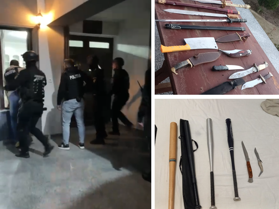 DESCINDERI în forță la 23 de adrese din Țăndărei. Zeci de mandate de arestare și aducere, puse în aplicare. S-au găsit zeci de arme albe la suspecți