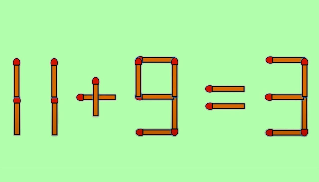 Test IQ cu chibrituri | Corectați 11+9=3, mutând un singur băț