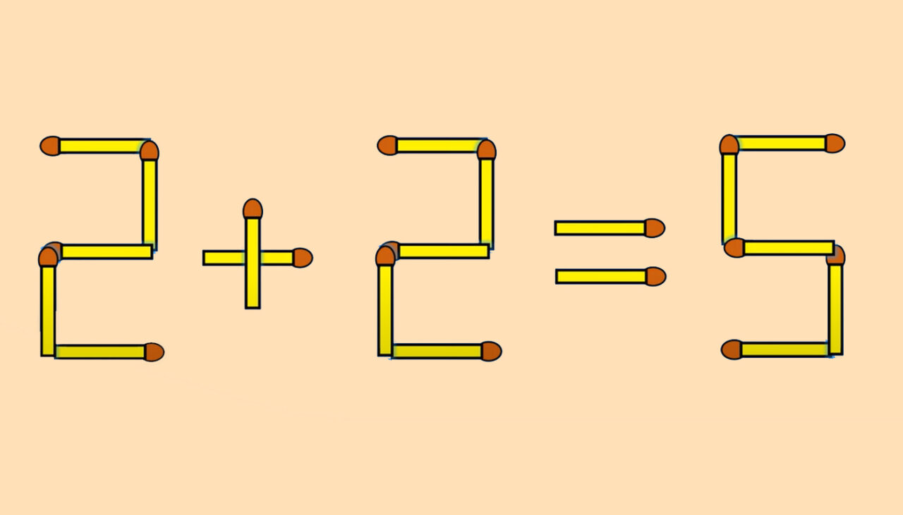 TEST IQ | Corectați 2 + 2 = 5, mutând un singur băț de chibrit