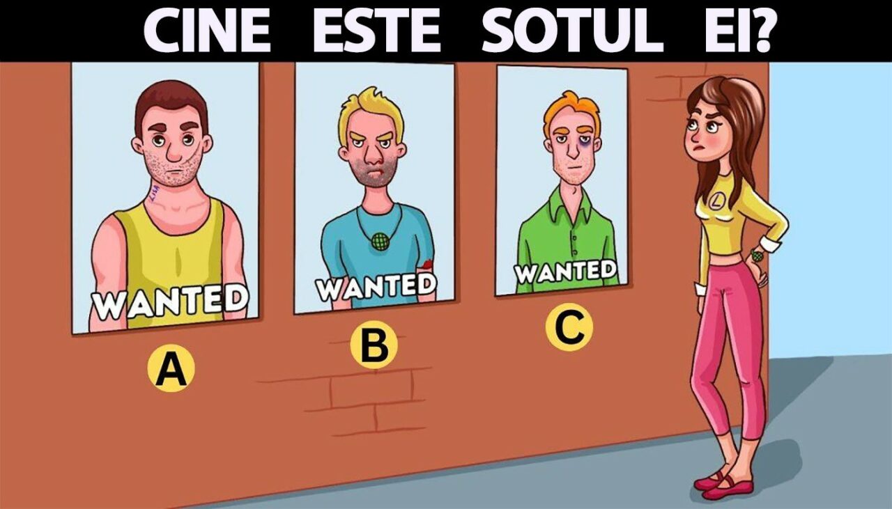 TEST IQ | Care dintre acești 3 bărbați dați în urmărire este soțul femeii din imagine?