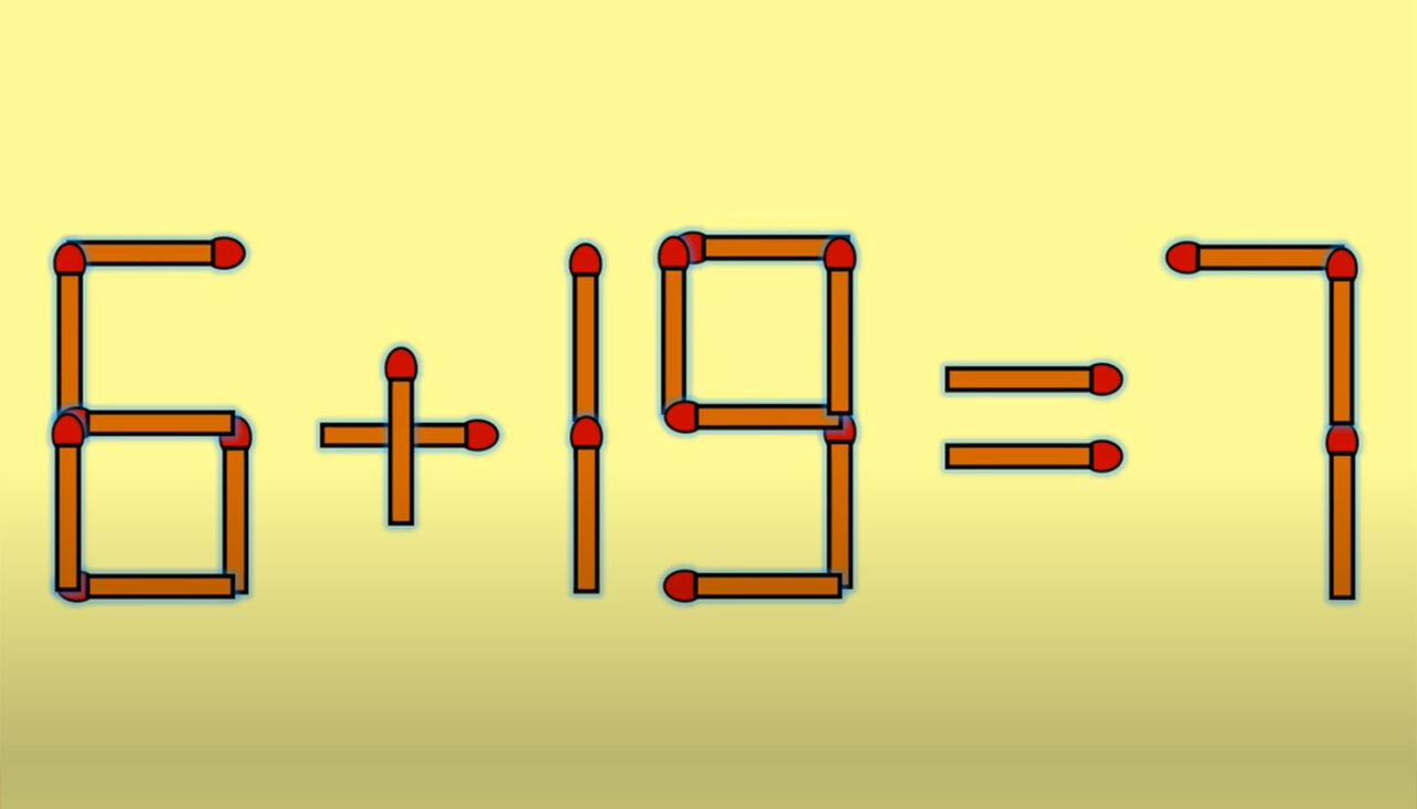 Test de INTELIGENȚĂ pentru genii | Mutați un singur chibrit, pentru a corecta 6 + 19 = 7